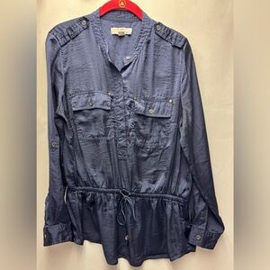 Michael Kors Women’s Crinkled Fabric Drawstring Waist Blouse Size Large